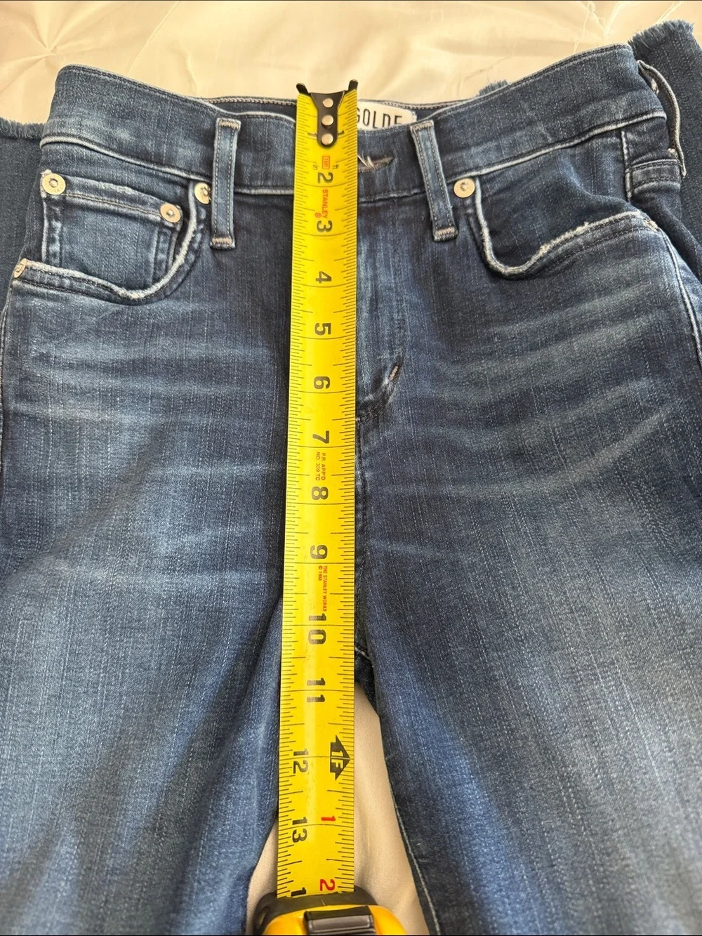 Agolde Dark Blue Skinny Jeans with Frayed Hem Size 23 - Picture 5 of 8